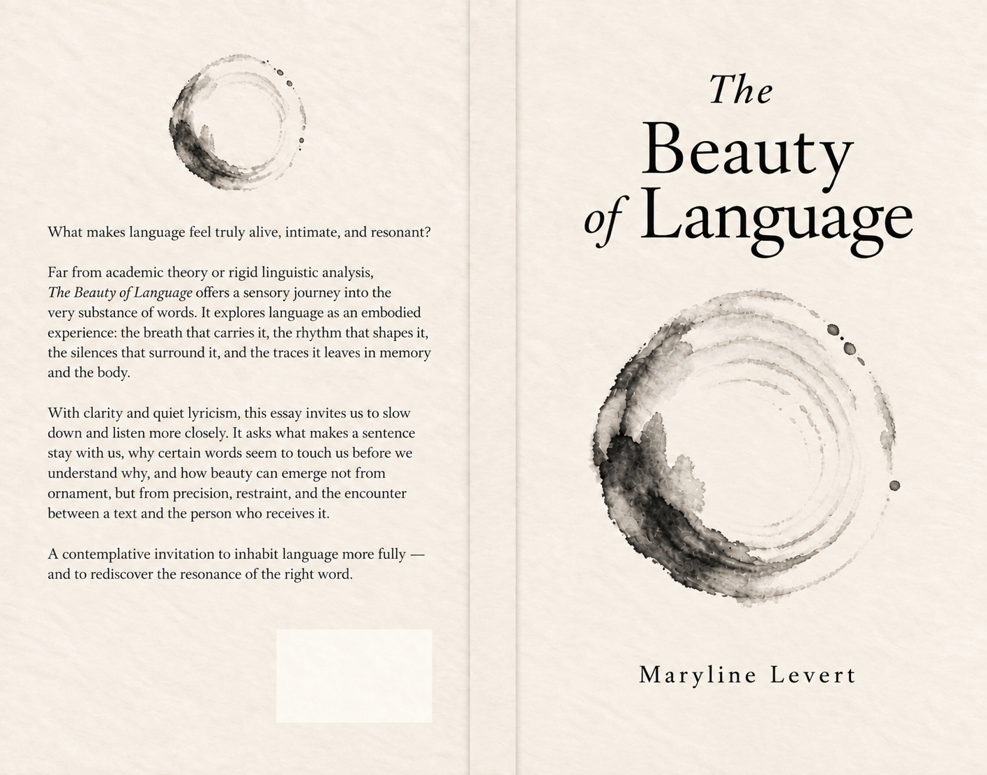 Couverture de The Beauty of Language, avec un cercle peint à l’encre
